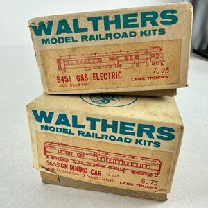 Vintage Walthers Model Railroad Kits 6451 Gas Electric & 6665 GN Dining Car